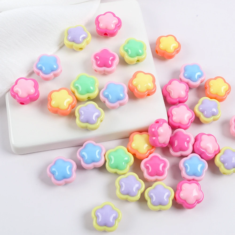 10pcs Multicolour Acrylic Flower Beads Loose Spacer Beads For Handmade Jewelry Making Bracelet Necklace Earring DIY Accessories