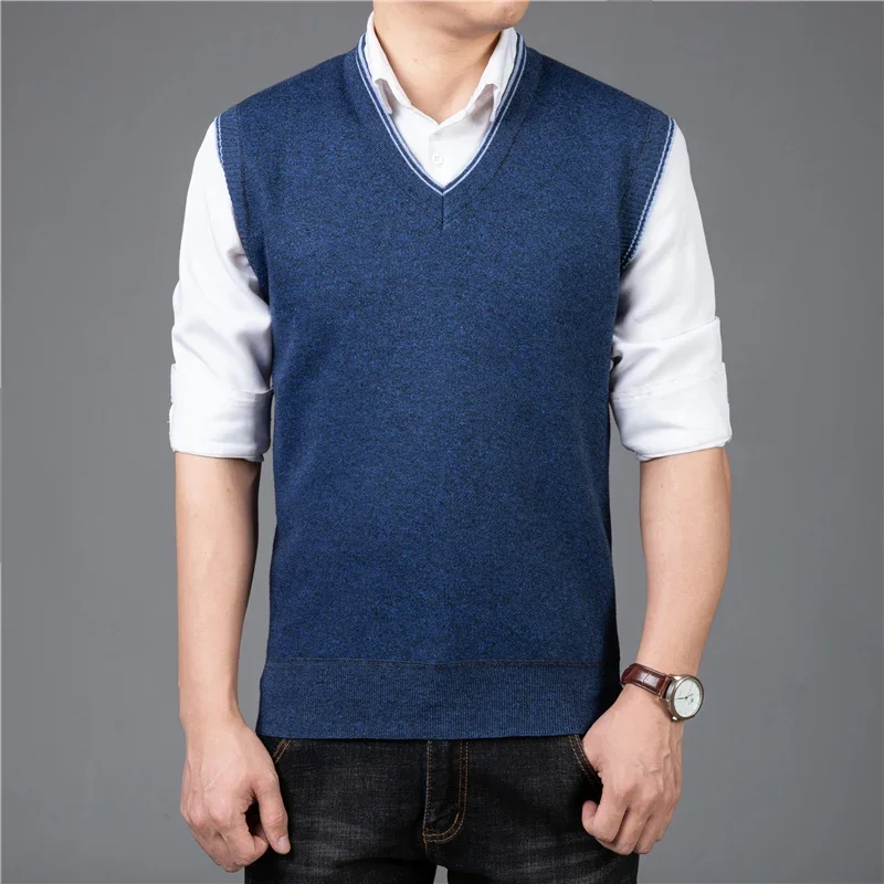 

Autumn Winter Warm Waistcoat for Middle-aged Elderly Men Sleeveless Sweater Knit Vest V-neck Vest Vest Men Pajamas Home Wear