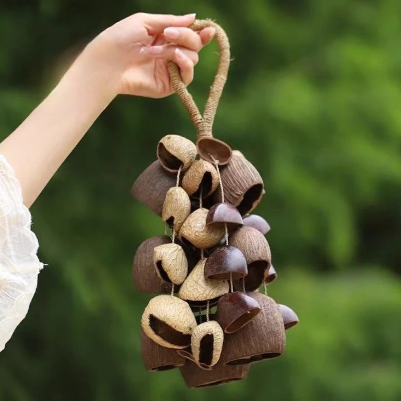 Handheld Fruit Shell Bell Sound Healing Outdoor Wind Chime Meditation Natural Nut Shell Bell Yoga Spirit Relaxation Handbell