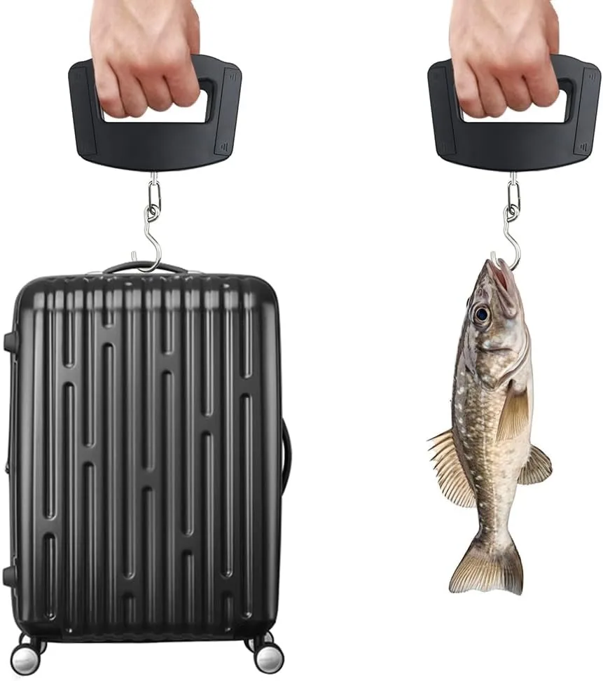 Báscula Digital Portátil para Equipaje de 50 kg, Báscula Electrónica de Gancho con Pantalla LCD de Precisión de 10 g, Báscula Compacta para Maletas de Viaje y Pesaje de Pesca