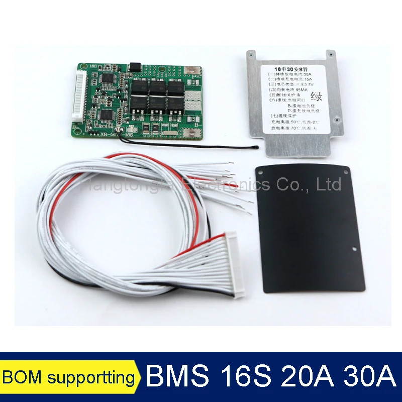 BMS 16S 30A 20A Balancer Version 60V 52V 18650 Lithium Battery Charge Board Equalizer NTC Temperature Protection For Escooter