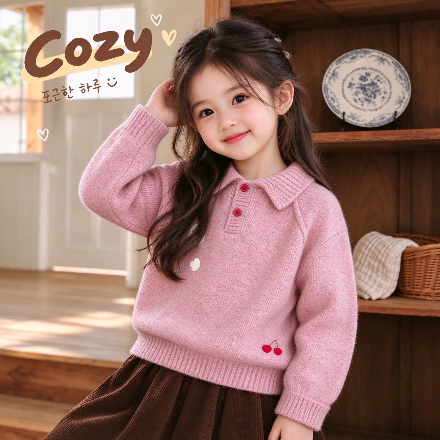 Girls' Knitted Sweater 2026 New Embroidered Sweet Thick Spring Festival Small Fragrant Style Sweater Versatile