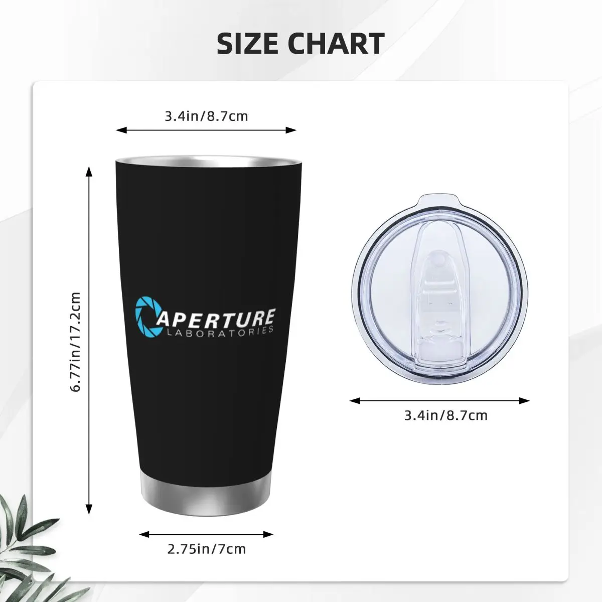 Aperture Science Laboratories Portal Stainless Steel Tumbler Vacuum Insulated Mug Thermal Cold Cup Straws With Lid 20oz