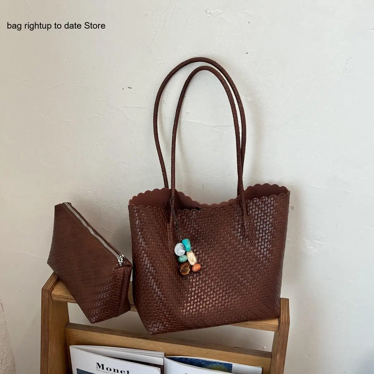 insWomen's Small Leather Grain 2-Piece Shoulder Bags Set Minimalist Commute Aesthetic Daily Work Shoulder Handbag 2026 Tote Bags