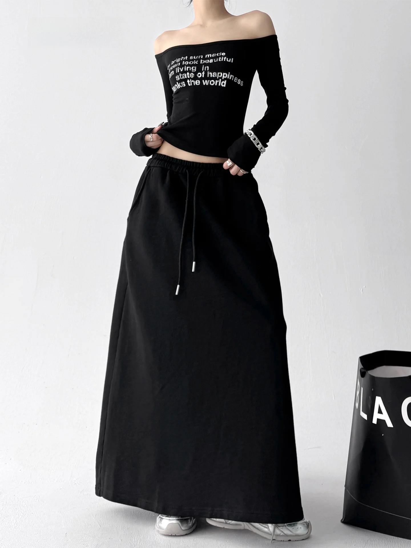 

Bla High Waist A-Line Skirt Women's Faion 2025 Autumn Sle Slimming Skirts Casual Cotton Straight Cut Loose Fit