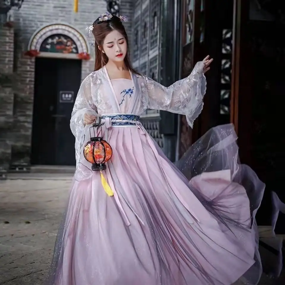 2022 Traditional Women Flower Hanfu Dress Ancient Chinese Costume Beautiful Dance Hanfu Originale Princess Tang Dynasty Robe