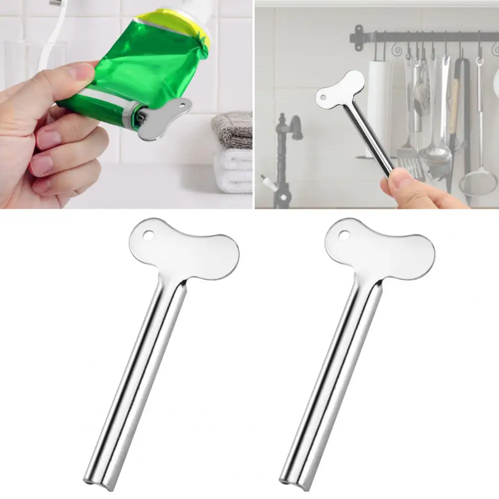 2Pcs Metal Toothpaste Squeezer Holder Lazy Labor-saving Reusable Stainless Steel Tube Creams Paint Squeezer Bathroom