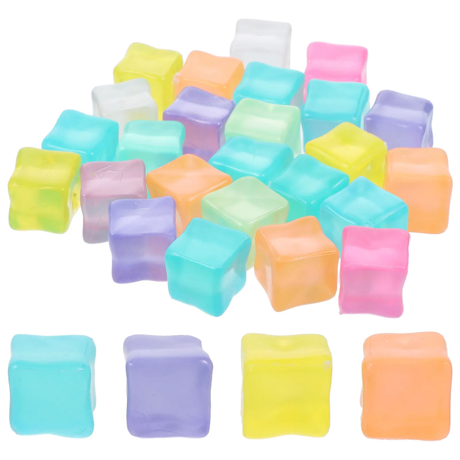 25Pcs 1.7CM Acrylic Ice Cubes Mini Ice Cubes Night Light Glow Refreezable Ice Blocks for Drinks Wine Bar Decoration