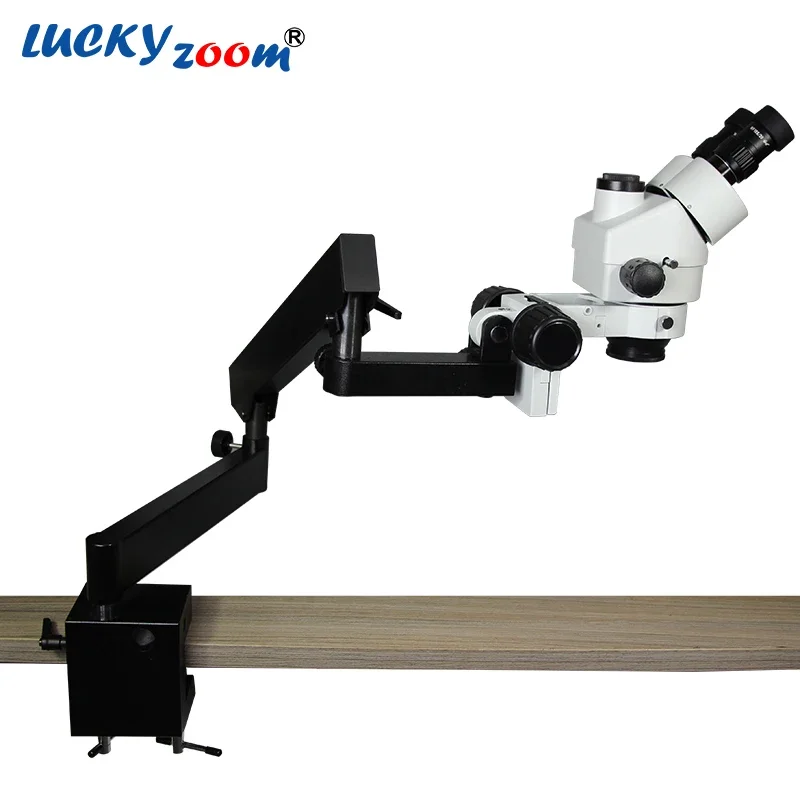 Table Clamp Articulating Arm Microscope Stand For Stereo Zoom Microscopio 76MM Focusing Rack Trinocular Head Support Bracket