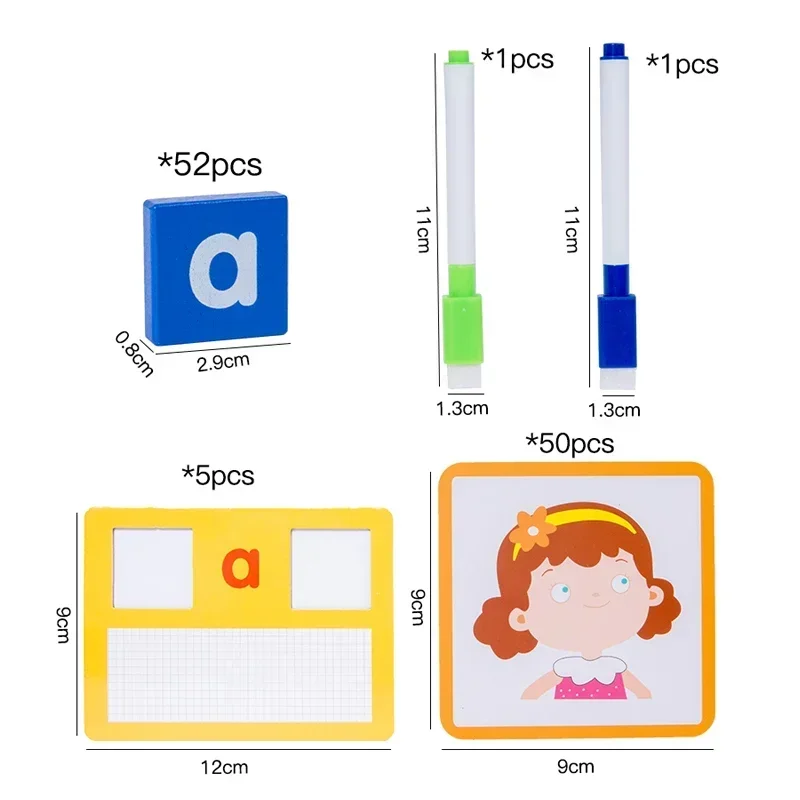 kids Word Writing & Spelling Flash Cards Kindergarten Homeschool Supplies Words Reading Game Montessori Educational Toys