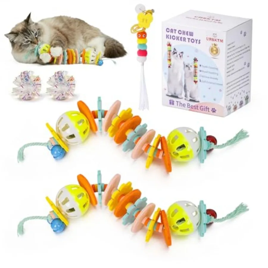 2er-Pack Katzenspielzeug mit Katzenminze und Glocke, Langlebiges Interaktives Katzen-Kau- und Kratzspielzeug für Kätzchen und Katzen im Innenbereich, Sicher für die Bewegung