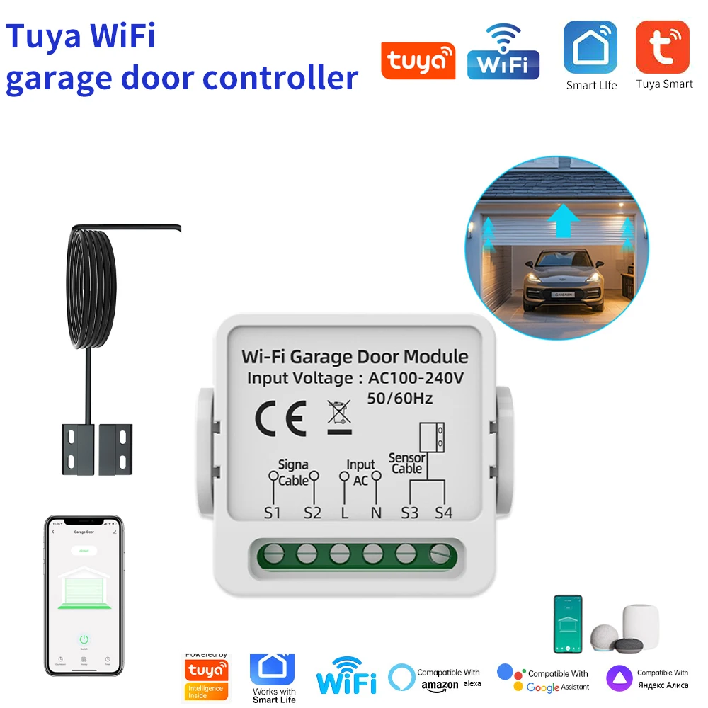 Ouvre-porte de garage compatible avec l'application Tuya, contrôleur de porte WiFi, fonctionne avec 
