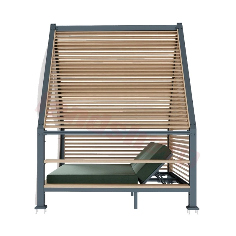 Outdoor Furniture Modern Canopy Sun Lounger Daybed Aluminum Frame Waterproof Lounge Chair Luxury Cushion Sunbed