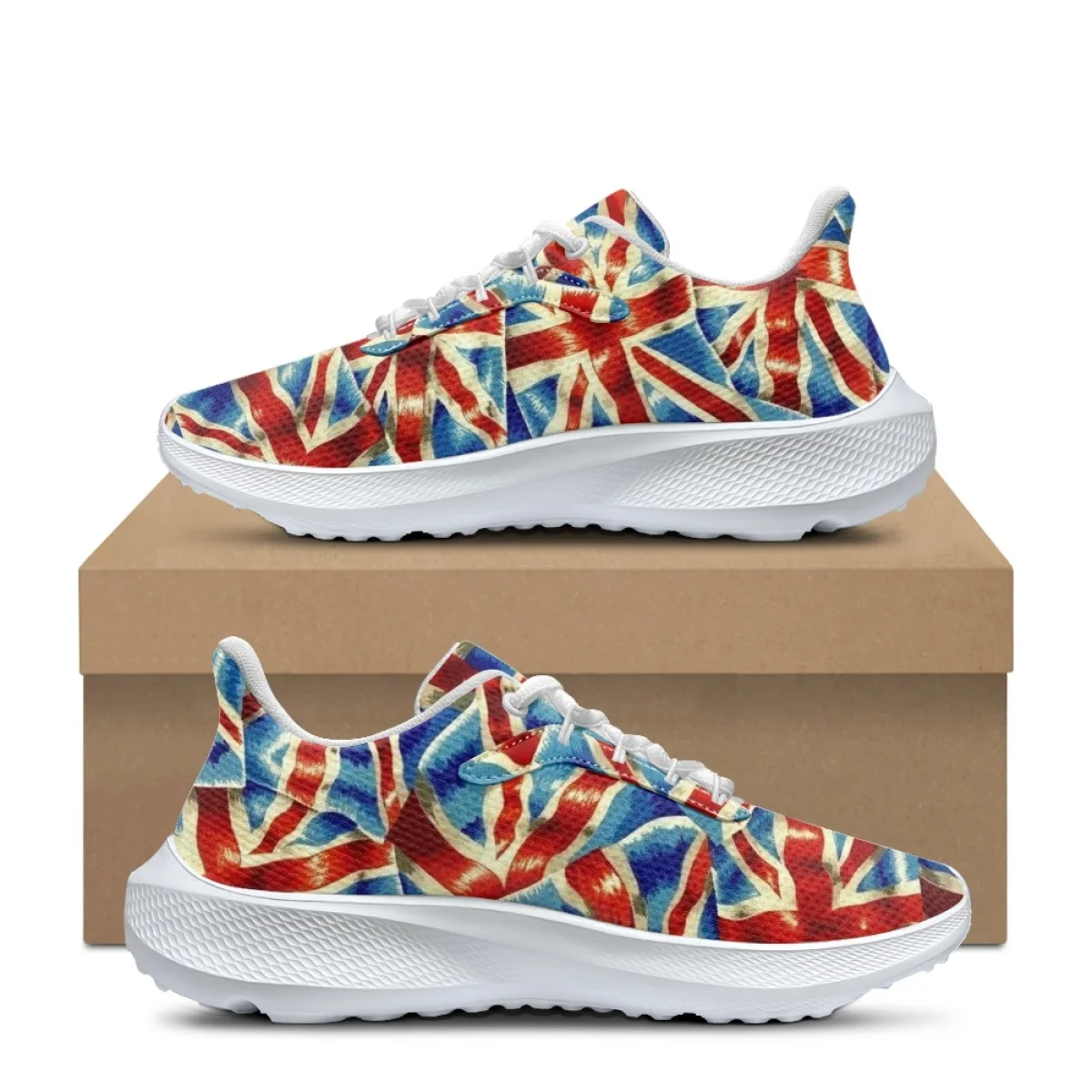 Zapatillas de deporte con estampado de bandera de Unión creativa para mujer, zapatos de tenis cómodos, antideslizantes, con absorción de impacto, ligeros, para exteriores