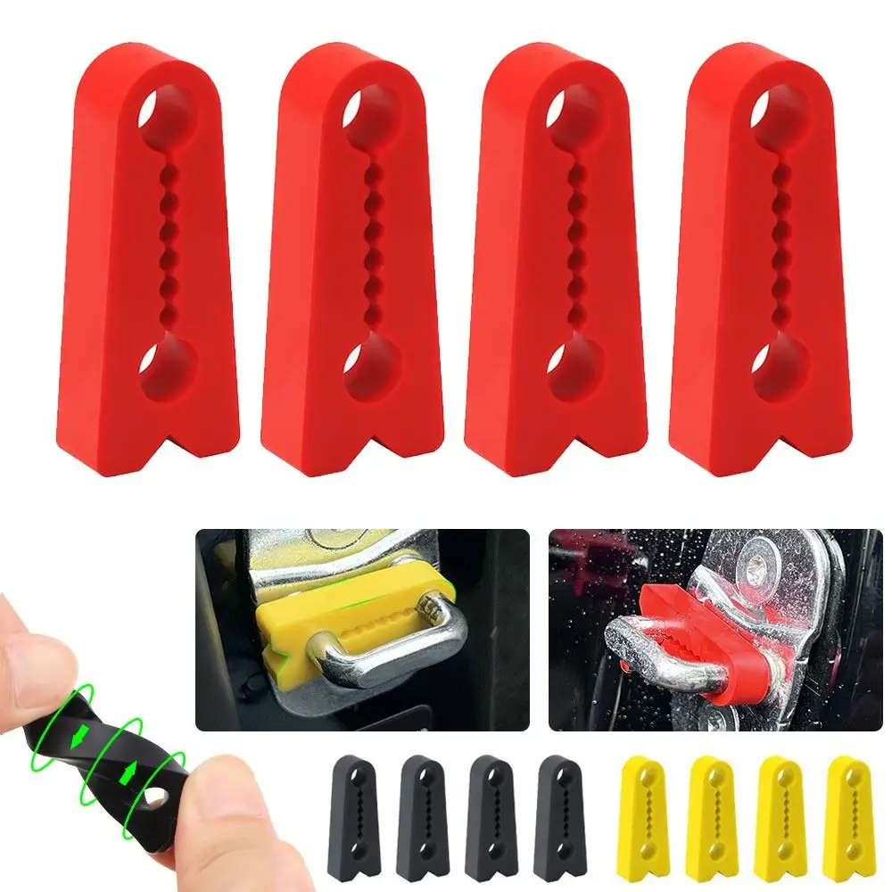 4Pcs Silicone Car Door Lock Sound Deadener Buffer Seal Shock Absorber Car Door Lock Protectors Soundproofing Shock Absorber