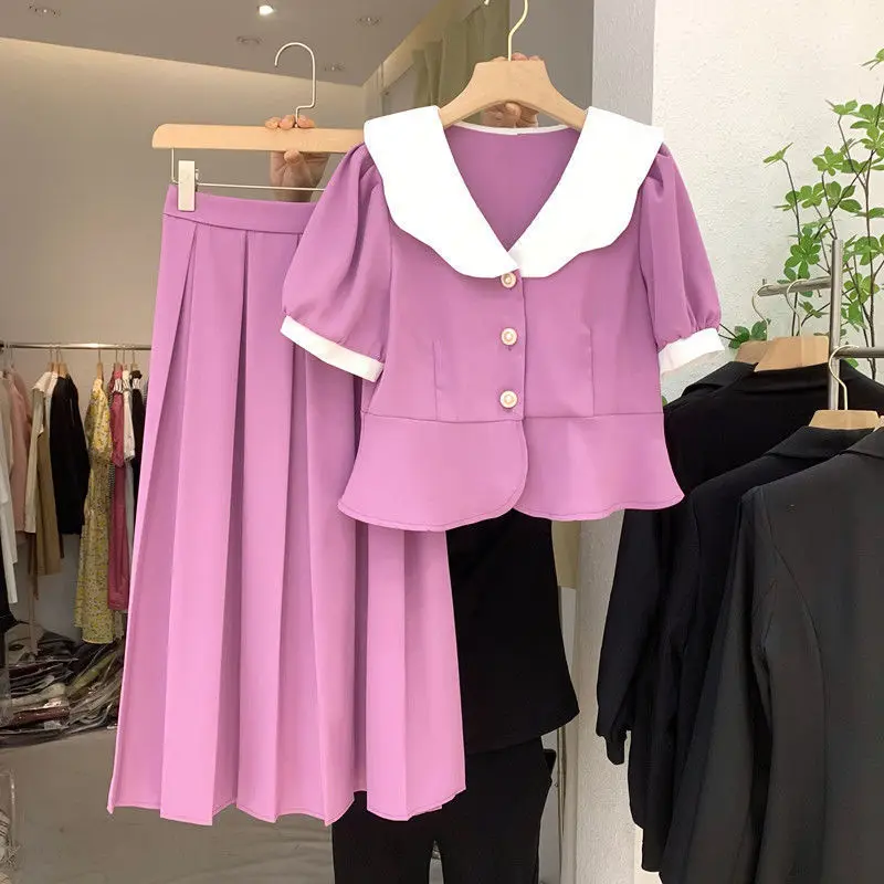 

2022 Summer New Women's Wear, Stylish Korean Version, Youthful French-inspired Elegant Two-piece Dress Set High Quality Fashion