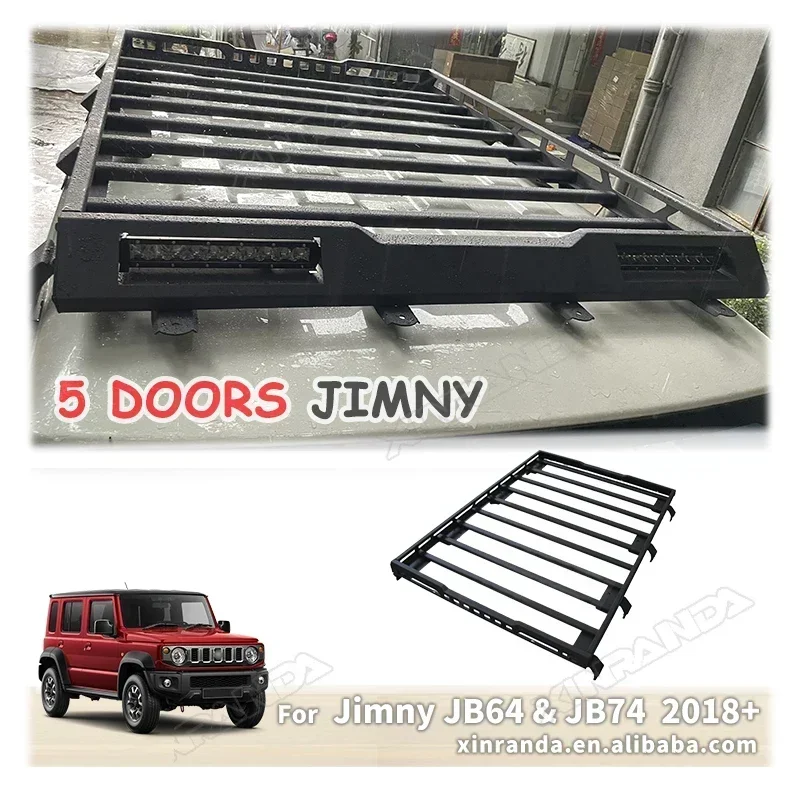 Aluminum Roof Rack with LED Light for Suzuki Jimny XL 2023-2024, 5-Door Luggage Platform Carrier, Heavy Off-Road Accessories