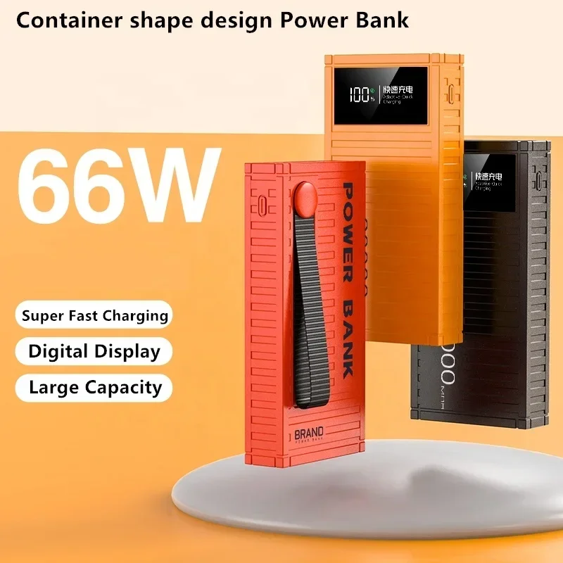 

Universal 66W Creative Industrial Power Bank 20000mAh Super Fast Charging Phone Power Digital Display Powerbanks with Rope