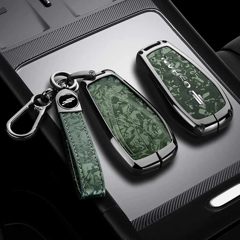 New Leather Metal Car Remote Key Case Cover For Changan Ouang X5 X7Plus Full Protection Shell Holder Keychain Accessories