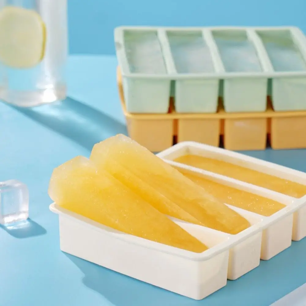 Silikon-Gefrierschalen, extra großes Suppen-Eiswürfelform, 4 Gitter, riesige Aufbewahrung für Lebensmittel, Mahlzeiten, Soße mit Deckel, Lebensmittel-Gefrierformen, Eisform