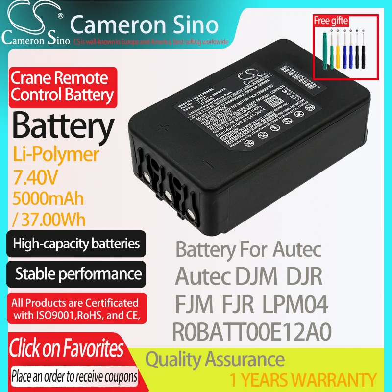 CameronSino Battery for Autec Autec DJM DJR FJM FJR fits Autec LPM04 R0BATT00E12A0 Crane Remote Control battery 5000mAh 7.40V