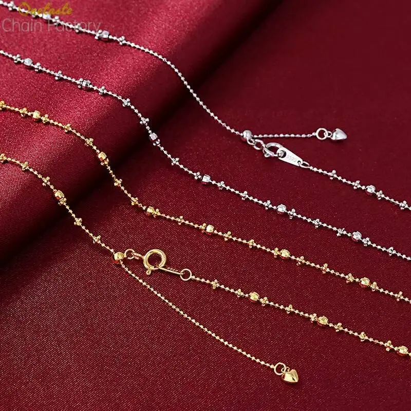 

Ожерелье-цепочки из стерлингового серебра 925 пробы с золотым или платиновым покрытием для женщин, итальянские мерцающие ожерелья из бисера, штабелируемые