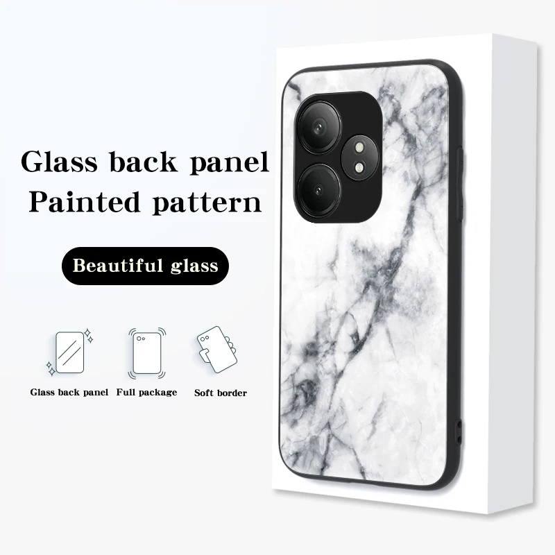 For Realme GT6 GT6T Neo6 SE Case Marble Tempered Glass Back Cover For Realme GT 6 GT 6T Neo6 SE Shockproof Bumper Funda