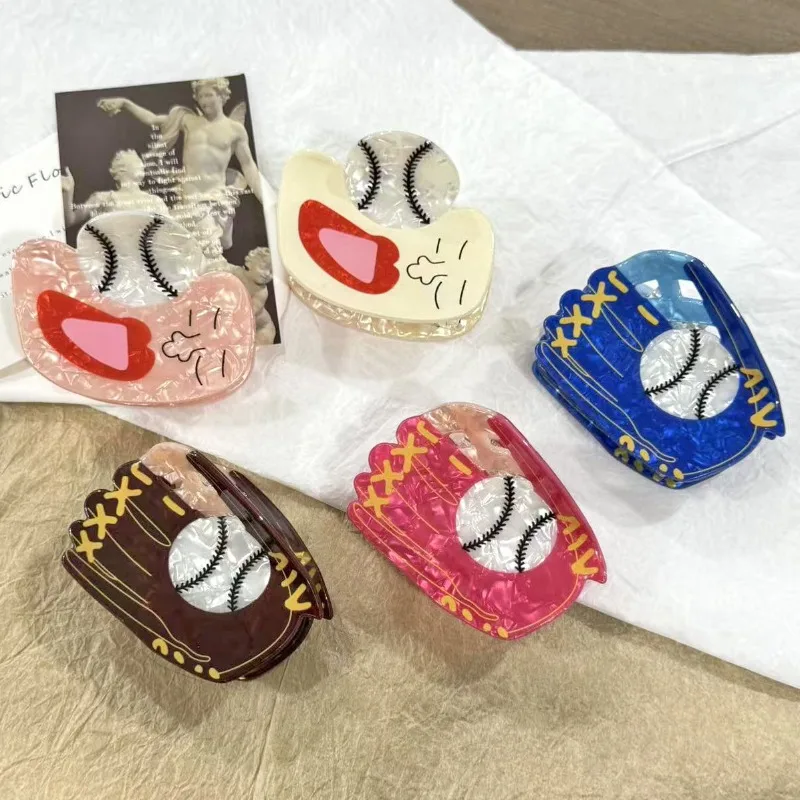 

Креативные заколки для волос в виде бейсбольной перчатки, персонализированные, стильные, спортивные, модные аксессуары для волос для женщин и девушек