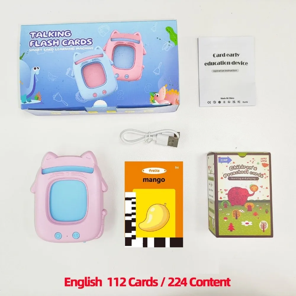 New Multistyles Educational Learning Talking Flash Cards Plastic 112 Cards 224 Words Voice Card Machine Learn English Words