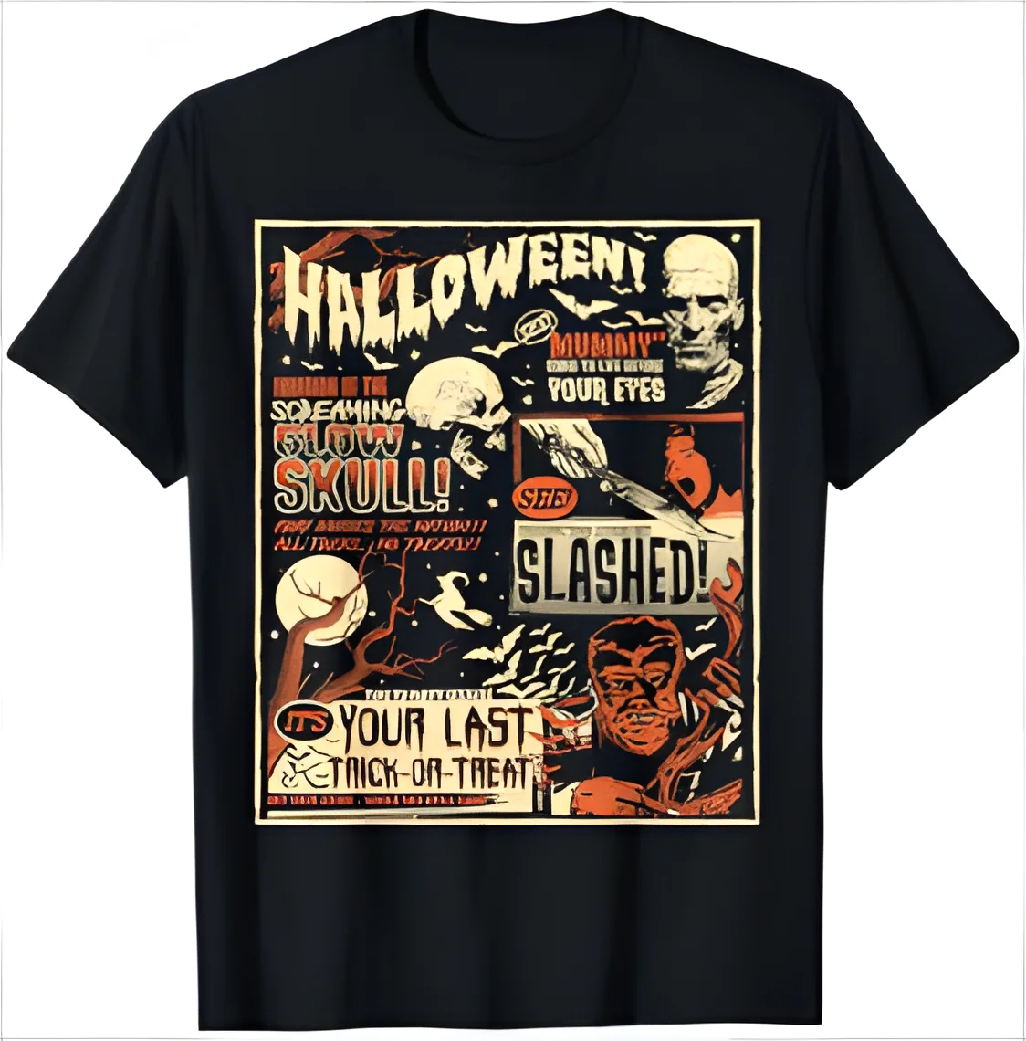 Vintage Horror Movie Poster Terror Old Time Halloween T-Shirt