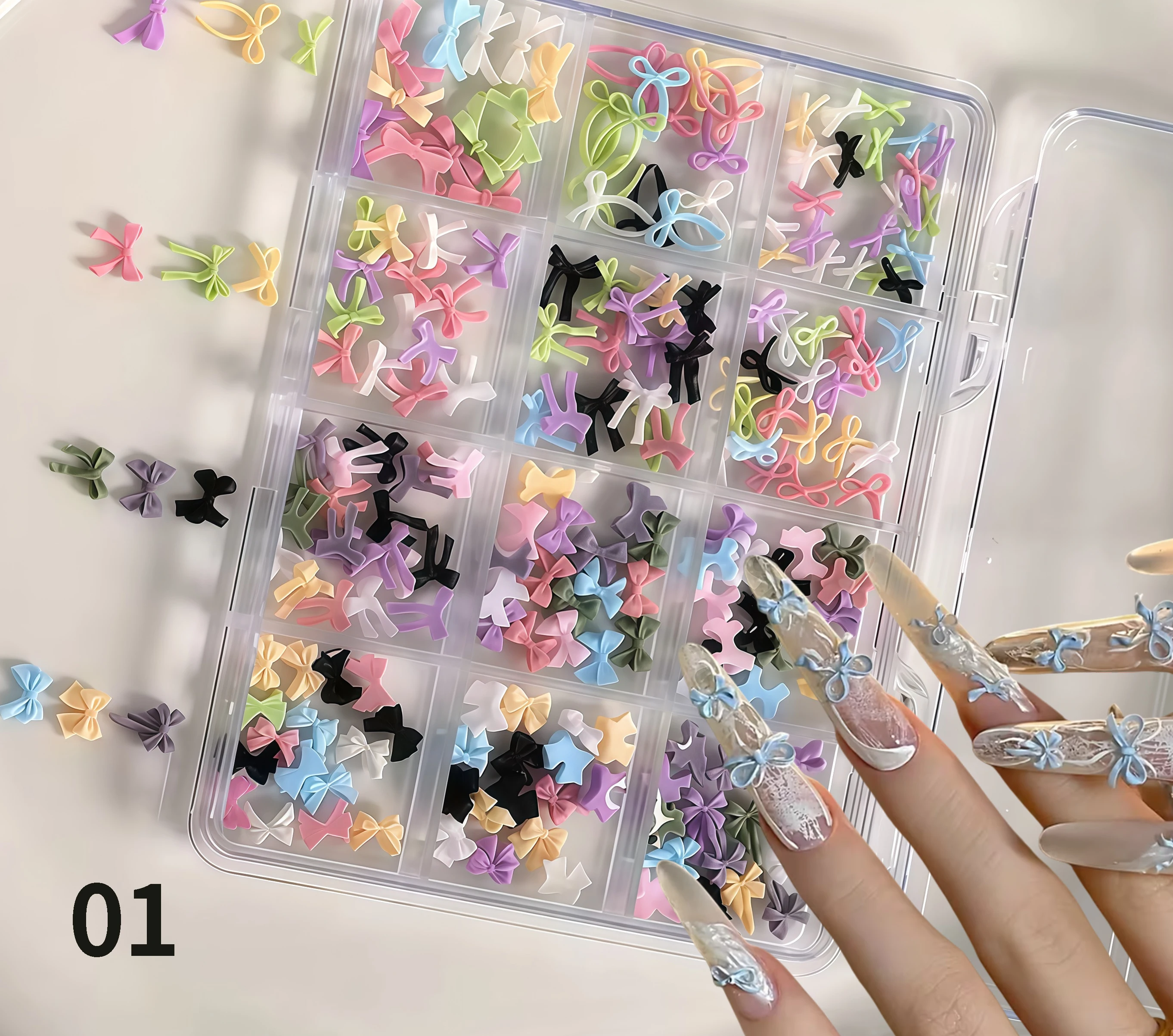 

16-compartment butterfly resin nail art accessories, colorful nail art accessories, cube-shaped mood ribbons, DIY nail art art c