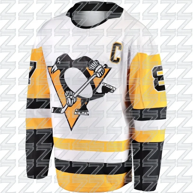 Chaqueta de hockey sobre hielo azul de entrenamiento de los Pittsburgh Penguins, chaqueta deportiva de manga larga de Crosby para hockey sobre hielo, estilo moderno.