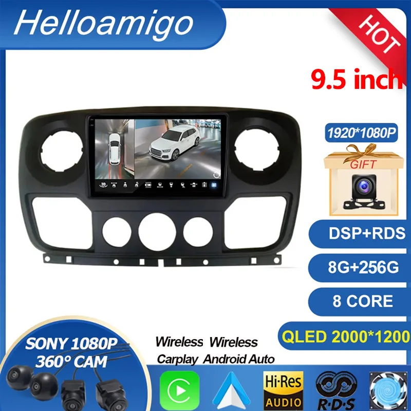 

2K для Renault Master Nissan NV400 Opel Movano 2010 - 2021 экран Автомобильный мультимедийный плеер навигация Android 12 Carplay дисплей