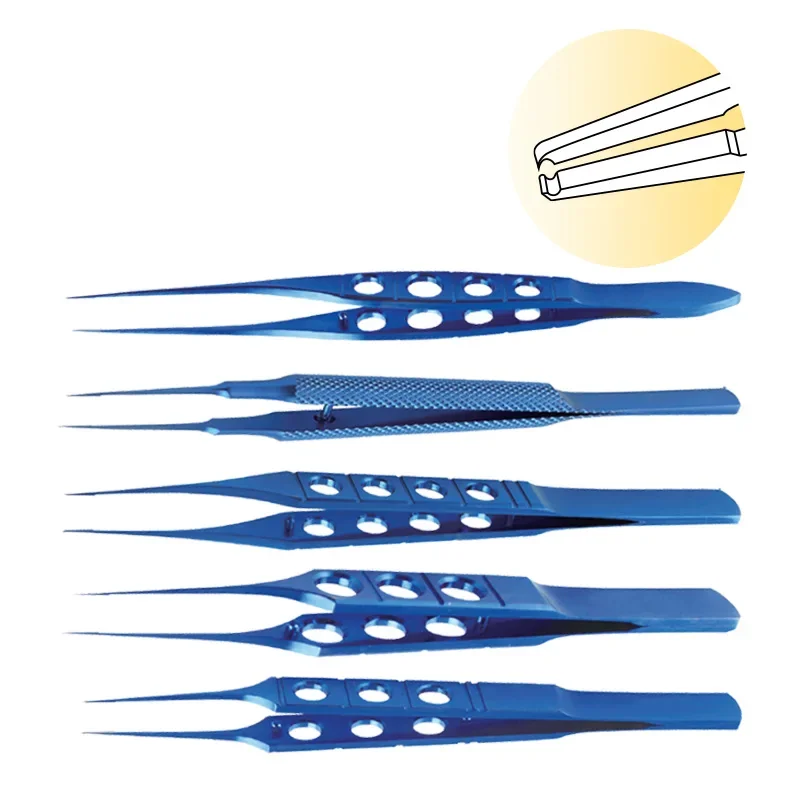 

GREATLH Titanium Notched Forceps Flat Handle Forceps Eye Surgical Tool Ophthalmic Instrument