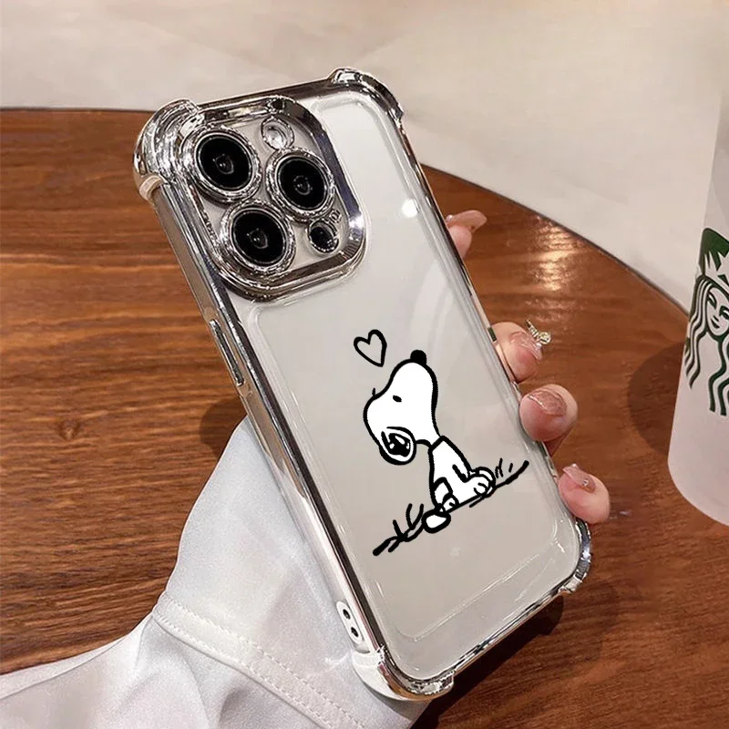 Cute Snoopy Luxury Plating Armor Case for Honor 400 Pro Magic 7 Lite X8C X8B X8 X8A X7A X6C X9B X6A X9A Lovely Y2K Phone Cover