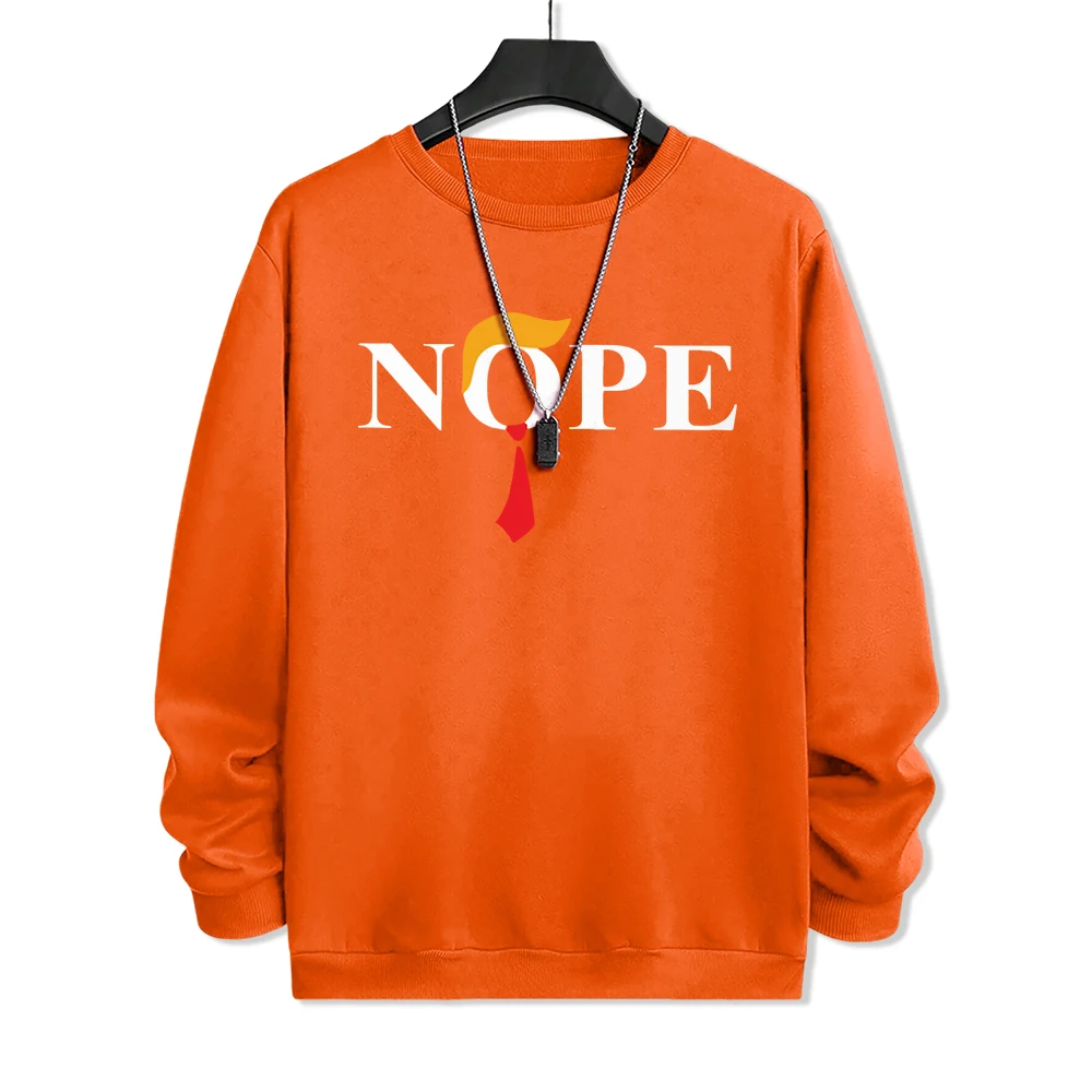 Nope Presidential Hairstyle Tie Clothing Mens Anime Prints Hoodie Loose Fleece Sweatshirts Autumn O-Neck New Menswears Pullover