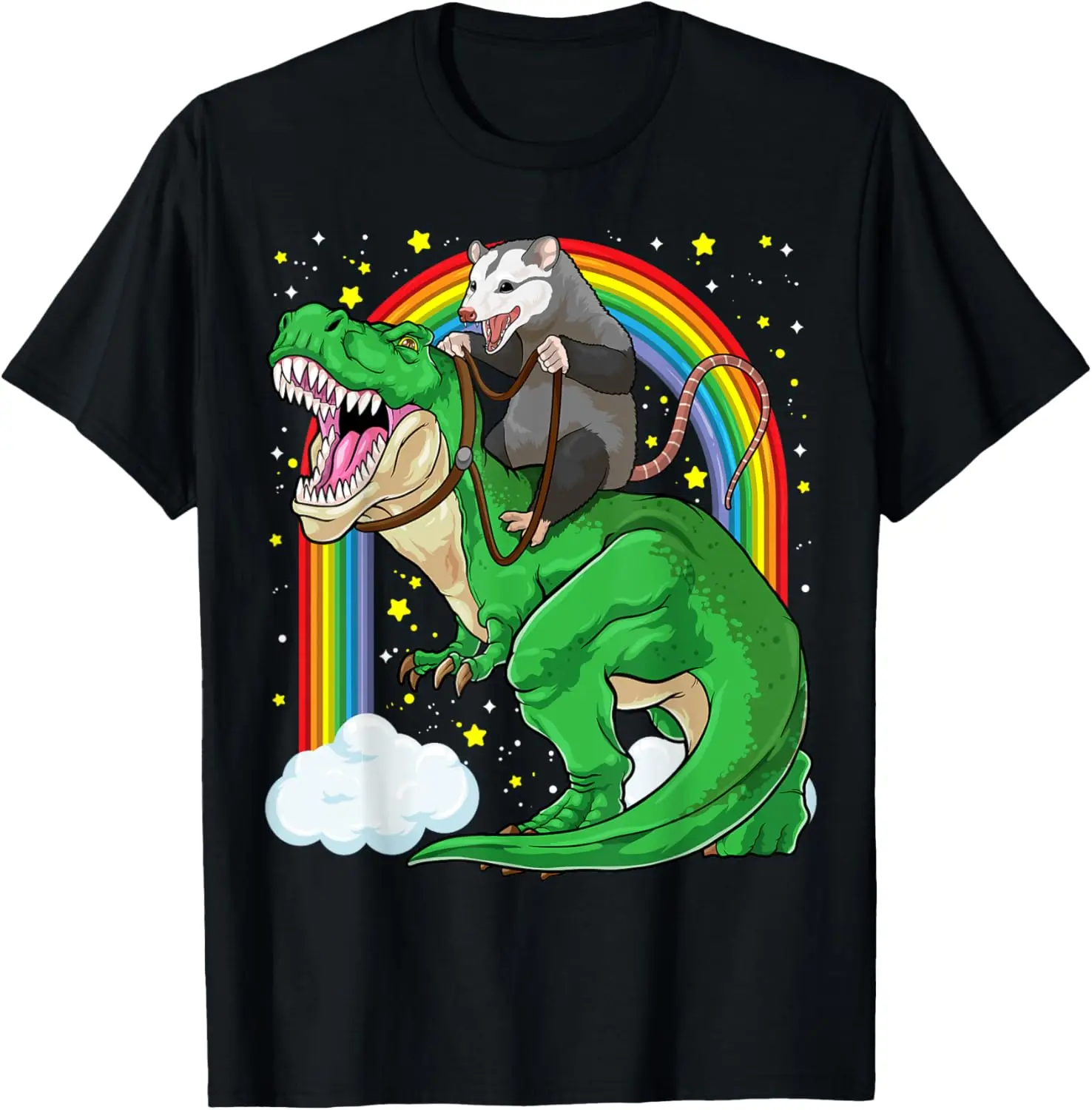 

Рубашка Possum Opossum Riding Dinosaur T Rex Футболка для мусора