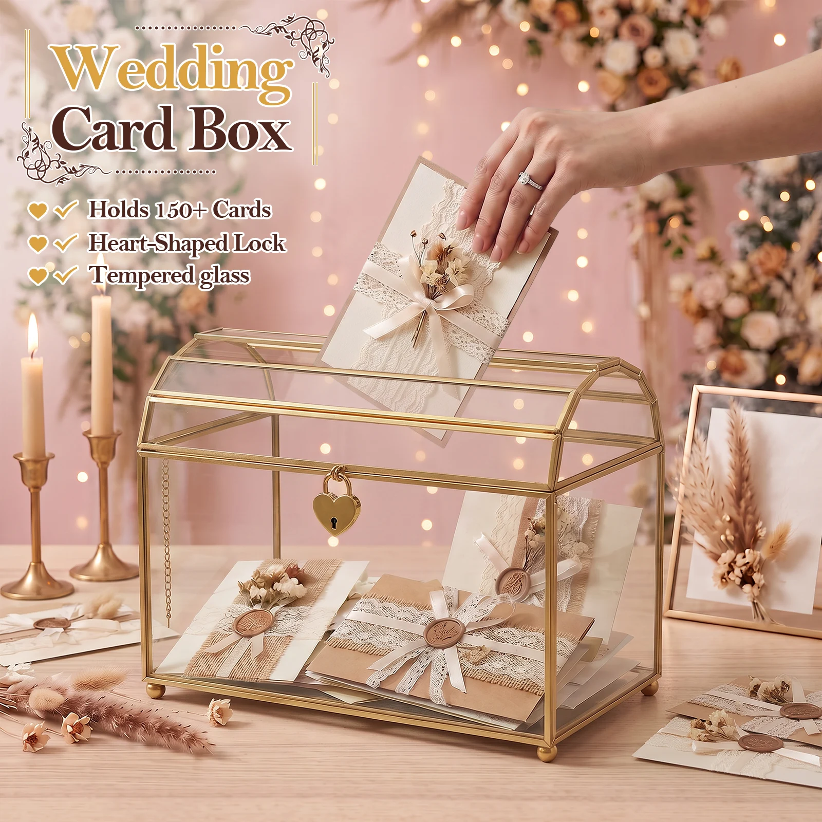 صندوق بطاقات زفاف زجاجي شفاف،  - مراجعة Card Index Box وسعره
