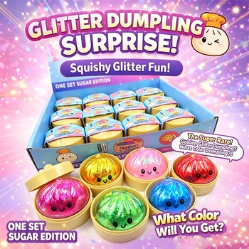 Glitter Dumpling Squishy ULTRA RARE Gold Glitter Hidden Edition  Dumplings Sensory Steamer Soft TPR Dough Ball for Stress Relief