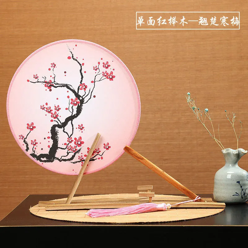 Ladies Dancing Home Decor Female Embroidery Folding fan Classical Vintage Translucence Chinese Style Round Fans Small Silk Fan
