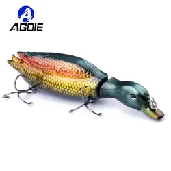 1PC 13cm Jointed Duck Fishing Lure 35g Artificial Fish wobbler Swimbait 5 Color Lifelike Topwater Fishing Crankbait Pesca DUCK01