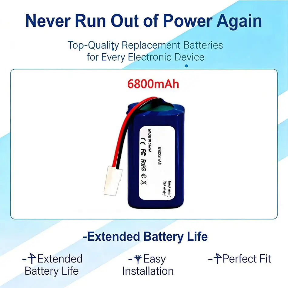 

Cleaning Robot Battery INR18650 M26-4S1P 6800Mah For Ilife V5 V5s V50 V3 DF45 DF43 Plus V3s Pro Vacuum Cleaner