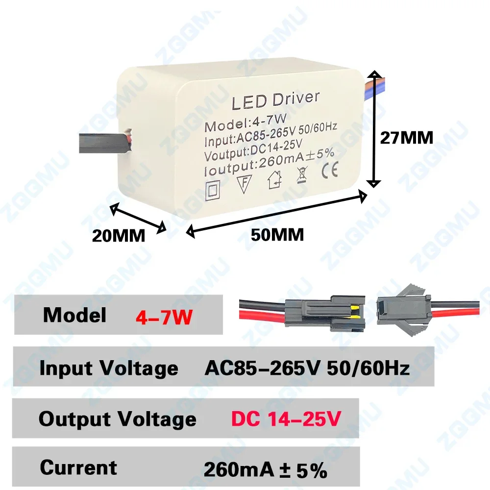 Sterownik LED prąd stały szerokie napięcie DC85-265V 1-3W 4-7W 8-12W 18-24W zasilacz dla majsterkowiczów LED Downlight lampa sufitowa