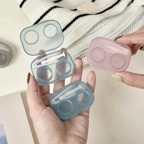 Imagen 2 del producto Estuche Portátil Transparente para Lentes de Contacto, Caja para Lentes de Contacto Cosméticas, Estuche de Viaje para Niñas con Pinzas