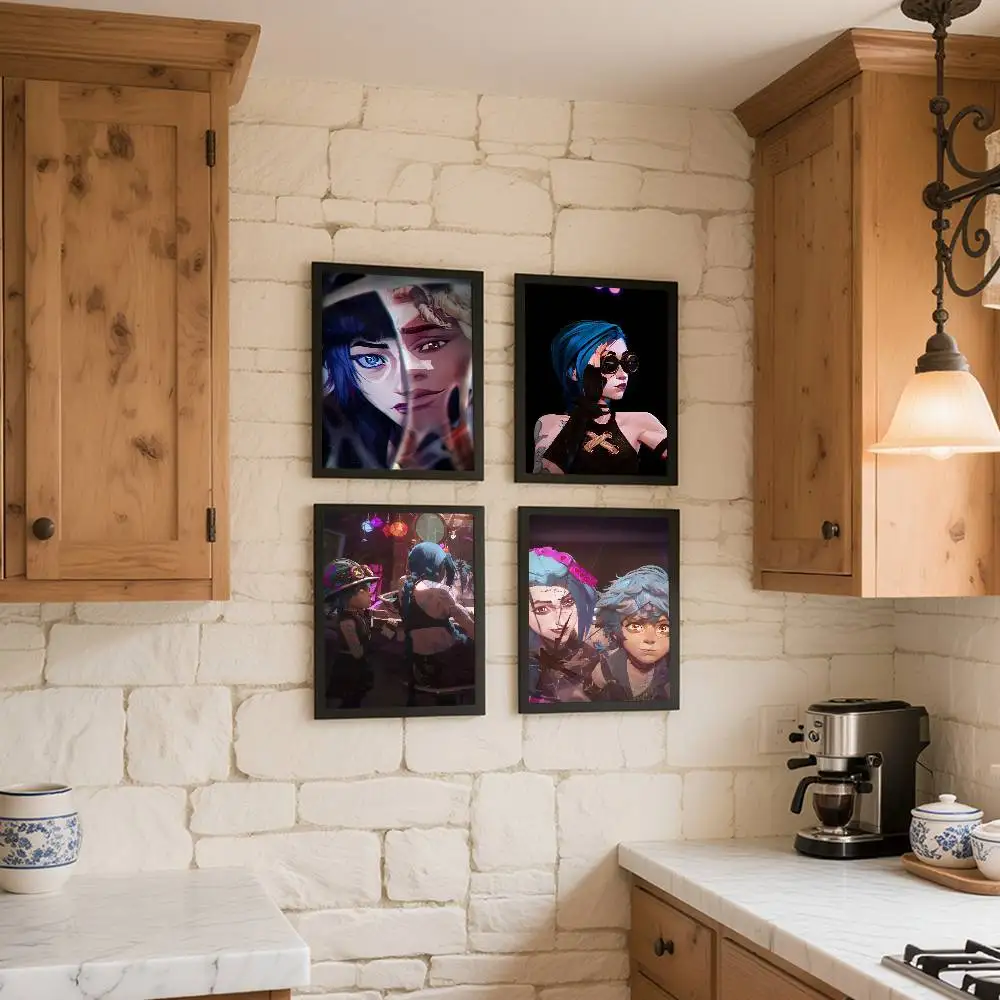 1 قطعة الكرتون أنيمي لعبة غامض L-LOL Jinx المشارك ذاتية اللصق الفن ورق مقاوم للماء ملصق مقهى بار غرفة جدار ديكور