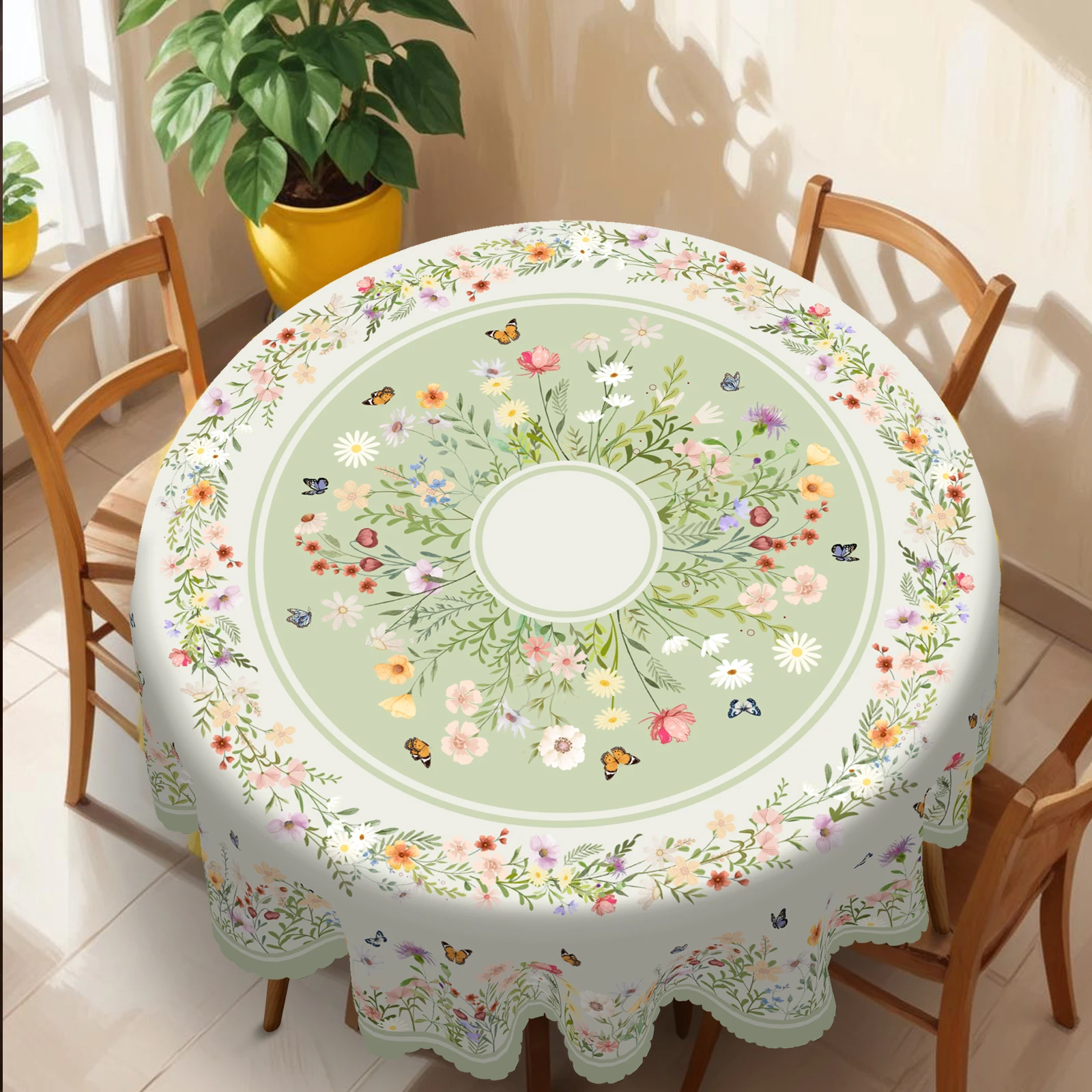 Coffee Tea Etc - Spring Floral Themed Tablecloth, Fresh and