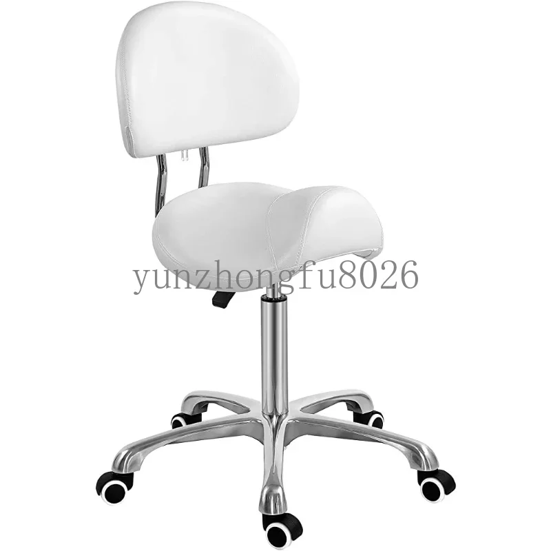 Cushion Stool Chair with Back Ergonomic Rolling Beautician Seat