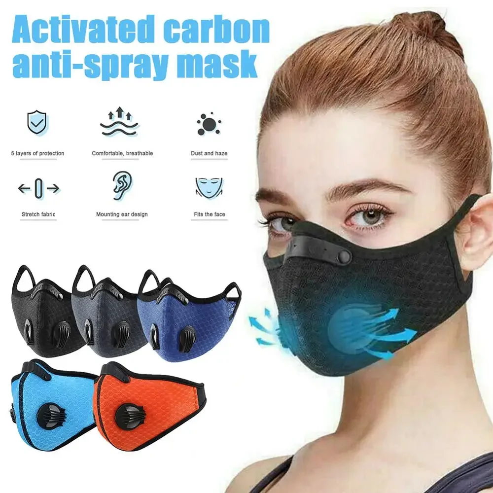 Washable PM2.5 Mouth Mask with Valve Respirator Reusable Men Women Dustproof Riding Mouth-muffle Winter Unisex Face Masks