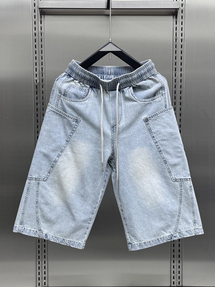 

Американские свободные мужские рабочие джинсы-шорты: летняя новинка, уличный дизайн, модный бренд, молодежная мода, дышащие