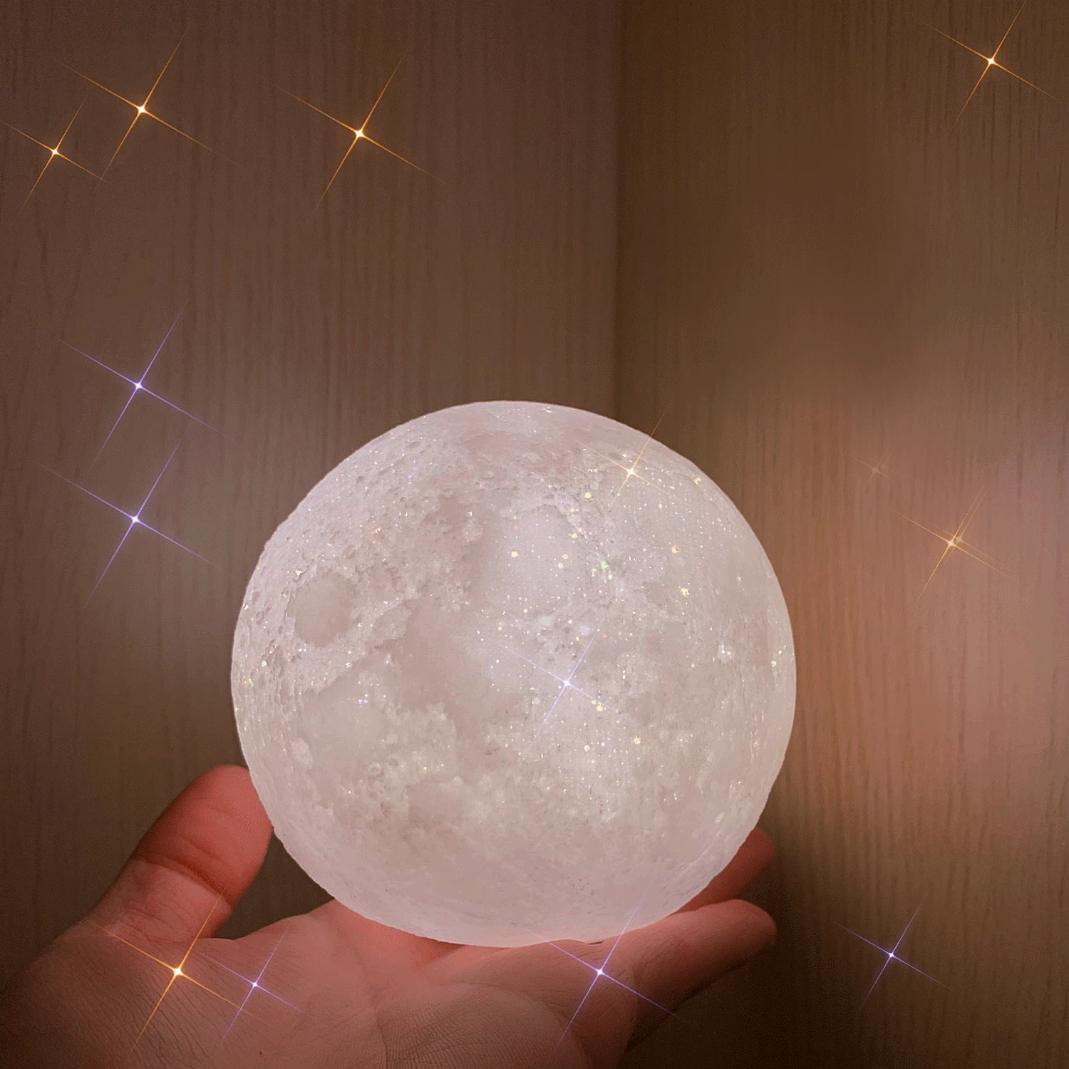 Lampe LED imprimée en 3D représentant la lune, alimentée par batterie aste, luminaire décoratif d'intérieur, idéal comme cadeau pour un enfant